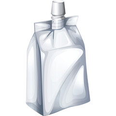 A White Stand Up Pouch With A White Cap Isolated On A Transparent Background Realistic Illustration And Graphic Design Elements