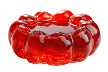 Translucent red dessert with sculpted, wavy edges