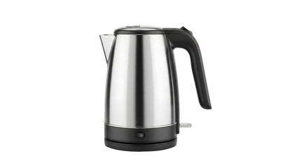 Sleek Stainless Steel Electric Kettle with Black Handle and Base, Perfect for Modern Kitchens