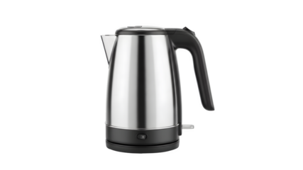 Sleek Stainless Steel Electric Kettle with Black Handle and Base, Perfect for Modern Kitchens