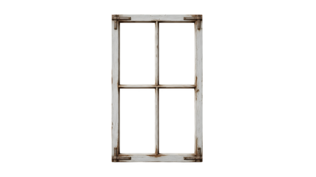 Old, weathered, broken window frame with a rustic, vintage feel - Powered by Adobe