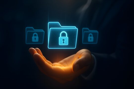 Secure folder with padlock symbol representing privacy and data protection