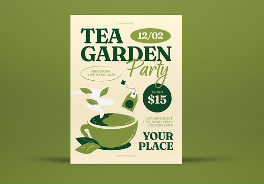 Green Handrawn Tea Garden Flyer Us Letter Layout