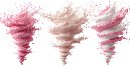 Pink and white creamy swirls in tornado shapes