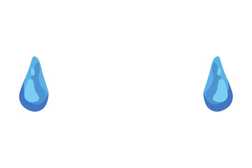 Cartoon tear drops icon. Sorrow cry streams, tear blob. Crying fluid, falling blue water drops. Isolated vector for sorrowful character weeping expression. Wet grief droplets