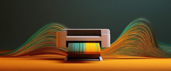 Printer ejects color bars amid waves