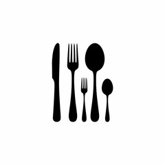vector silhouette of spoon, fork and knife
