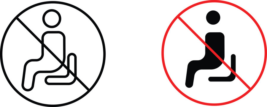 Do not sit sign icon vector graphic illustration with white background flat hand made icon fill icon .