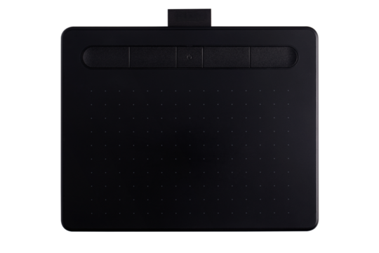 Isolated black digital graphic drawing tablet on transparent background, ideal for creative, design, and technology concepts.