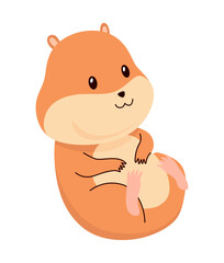 Cartoon hamster. Fluffy domestic pet, funny rodent. Happy home rodent animal. Vector illustration isolated on white background