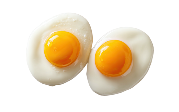 Two perfectly fried eggs, bright yolks, cooked white