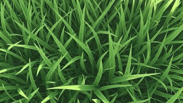 Close up of vibrant green grass blades in a lush field