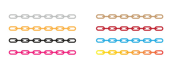 Obraz premium Vector Shape Graphic Design Illustration Element Icon Set with Colorful Chain Link Symbols, Isolated Decorative Connected Pattern Lines for Modern Business Sign Collection