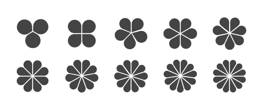 Floral pie chart vector with equal parts. Round PNG infographic design for business, education, and data visualization