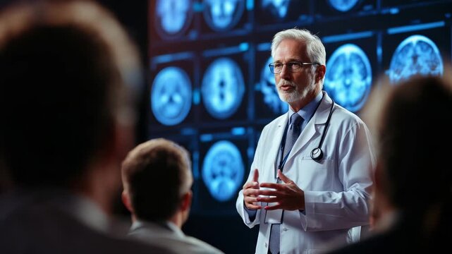 Expert neurologist analyzes brain MRI scans for educational purposes