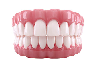 Obraz premium Realistic 3d model of human teeth with gums on transparent background