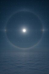 Naklejka premium Lunar halo ring encircling soft stars