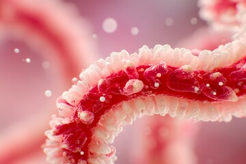 Detailed view of colon affected by ulcerative colitis