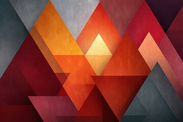 Abstract geometric artwork with overlapping colored triangles and vibrant textures