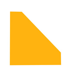 A orange geometric shape displayed as a simple angular form creating a bold abstract visual element...