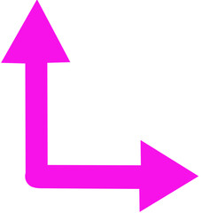Bright purple right turn arrow pointing forward in a bold directional shape on white background 