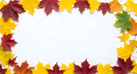 Vibrant frame of fall maple leaves in autumn colors for seasonal greetings and promotions
