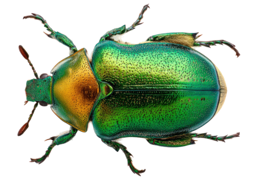 Detailed illustration of a vibrant colorful jewel beetle on transparent background