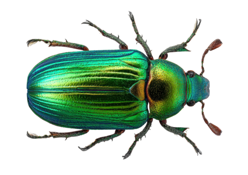 Detailed illustration of a jewel beetle with vibrant colors on transparent background