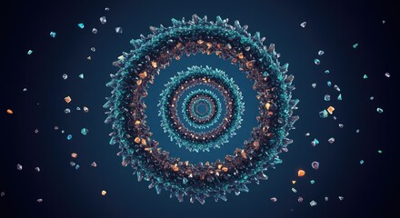 Abstract illustration of a circular structure against a dark background