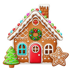 Sweet Holiday Abode: A charming gingerbread house, adorned with colorful candies, festive lights, and a welcoming wreath, evokes the spirit of the season.