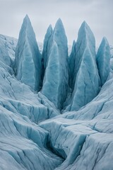 Jagged glacier fins rising from crevasse