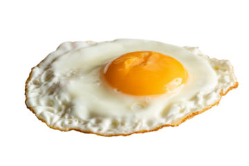 close-up shot of fried egg showcasing vibrant colors and textures . Isolated on transparent background, png