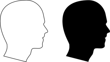 Female and male head silhouette. Man and Woman Profile Face Silhouette. Male and female head illustration.