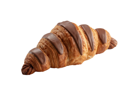 Delicious Chocolate croissant, ready to be eat . Isolated on transparent background, png