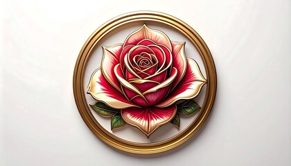 Elegant Red Rose in Golden Frame - A Timeless Beauty.