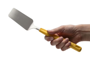 Hand holding a spatula . Isolated on transparent background, png