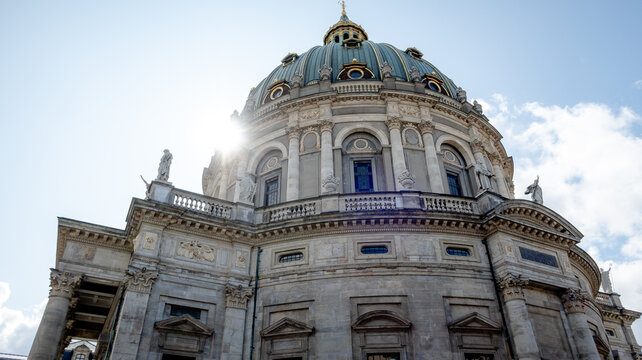 Frederik's Church basking in sunlight in Copenhagen