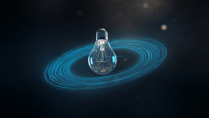 Spark innovation with this captivating lightbulb radiating creative energy and futuristic blue glow, ideal for technology, innovation, and new ideas concepts