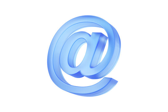Blue At sign mail icon isolated on a white background