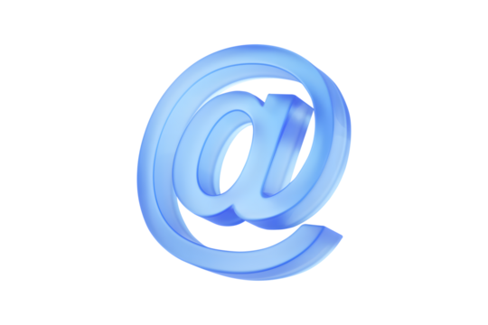 Blue At sign mail icon isolated on a white background