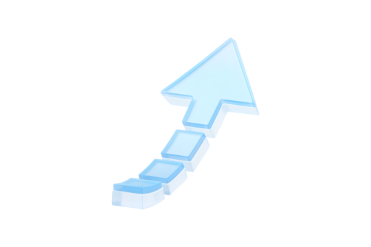 Blue stair with curve arrow Partnership, development and management concept isolated on a white background