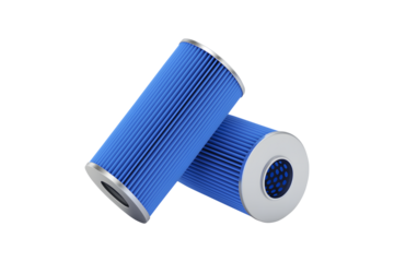 Car Oil or fuel filters Car servicing. Vehicle filters replacing and car servicing concept isolated on a white background