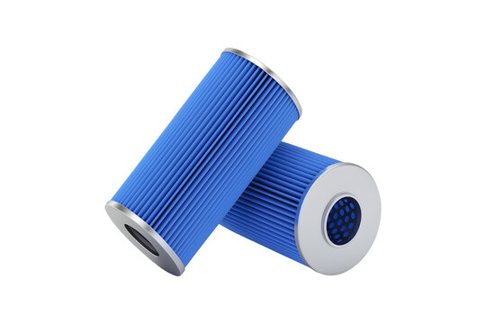 Car Oil or fuel filters Car servicing. Vehicle filters replacing and car servicing concept isolated on a white background