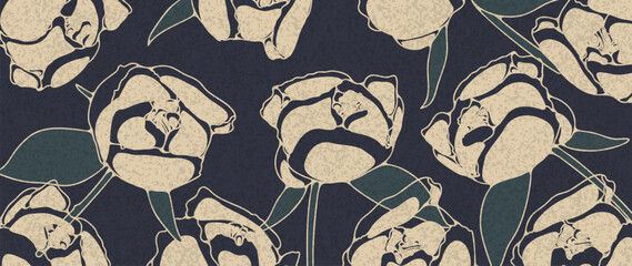 Cute peonies vector floral horizontal design for postcards, posters or banners