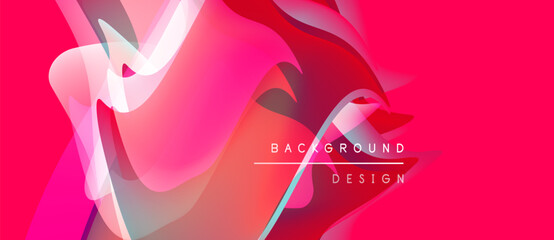 Abstract fluid shapes, vibrant pinks, reds create dynamic background. Modern design elements suggest energy, movement. Text reads background design.