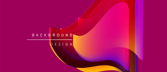 Fototapeta na wymiar Abstract vibrant design features flowing shapes, gradients. Pink dominates, with orange, red, purple accents. Text reads background design.