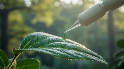 Naklejka premium Hyperrealistic Macro Photograph of a Plant Leaf Detailed Texture