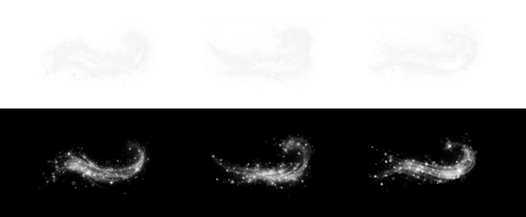 PNG Overlay of Isolated White Swirls with Sparkling Effect on transparent background