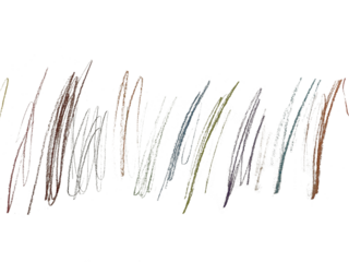 Colorful scribble drawn by hand in wax crayons or pencils, isolated on a transparent background. Childish doodles. Cool, trendy overlay for creative background. Chaotic multicolor winding lines sketch