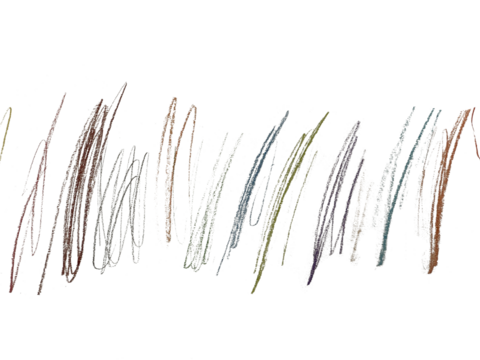 Colorful scribble drawn by hand in wax crayons or pencils, isolated on a transparent background. Childish doodles. Cool, trendy overlay for creative background. Chaotic multicolor winding lines sketch - Powered by Adobe